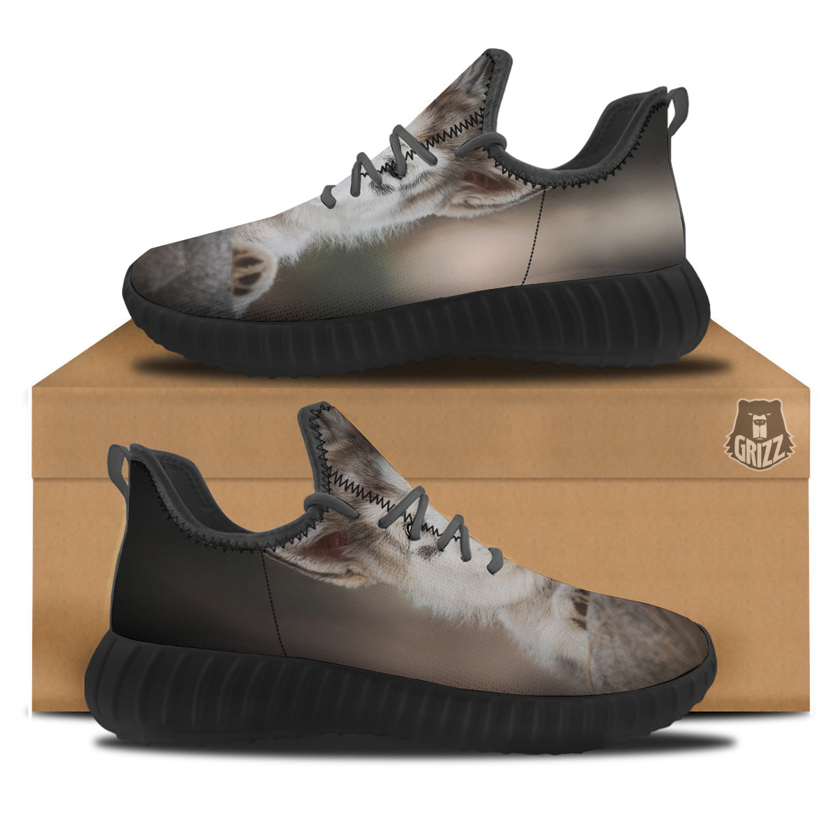 Malamute Alaskan Cute Print Black Walking Shoes-grizzshop