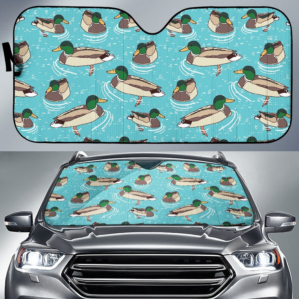 Mallard Duck Pattern Print Car Sun Shade-grizzshop