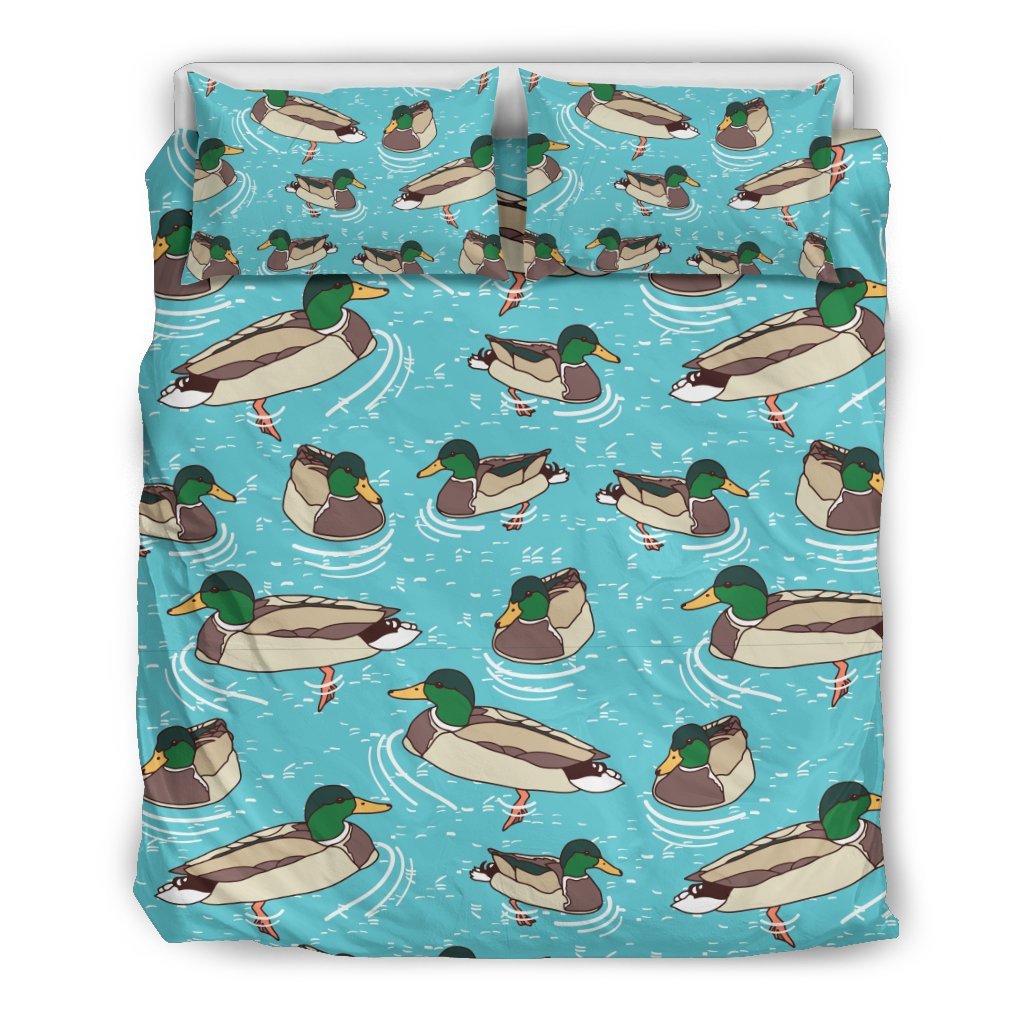 Mallard Duck Pattern Print Duvet Cover Bedding Set-grizzshop