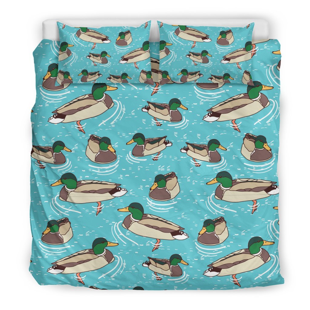 Mallard Duck Pattern Print Duvet Cover Bedding Set-grizzshop