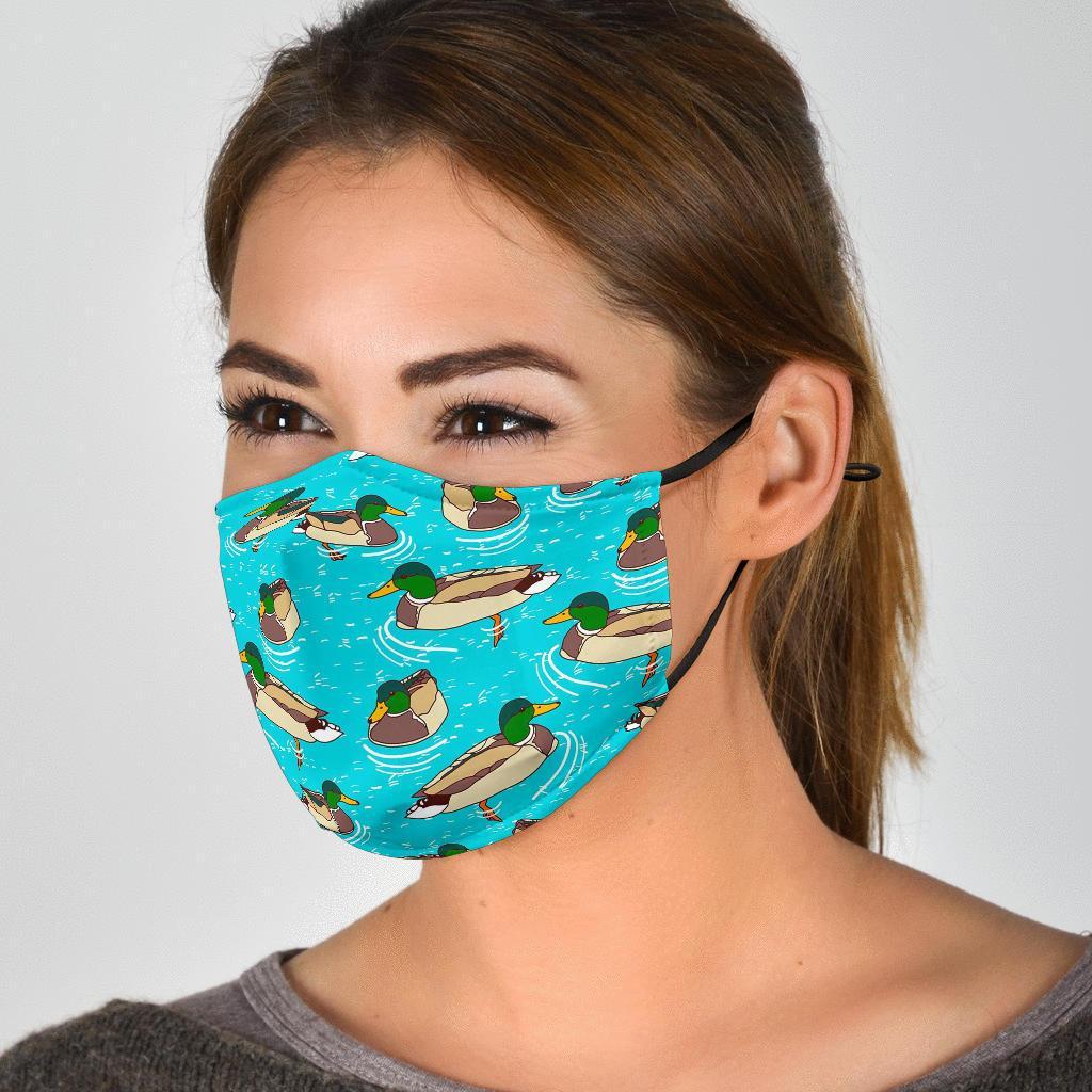 Mallard Duck Pattern Print Face Mask-grizzshop