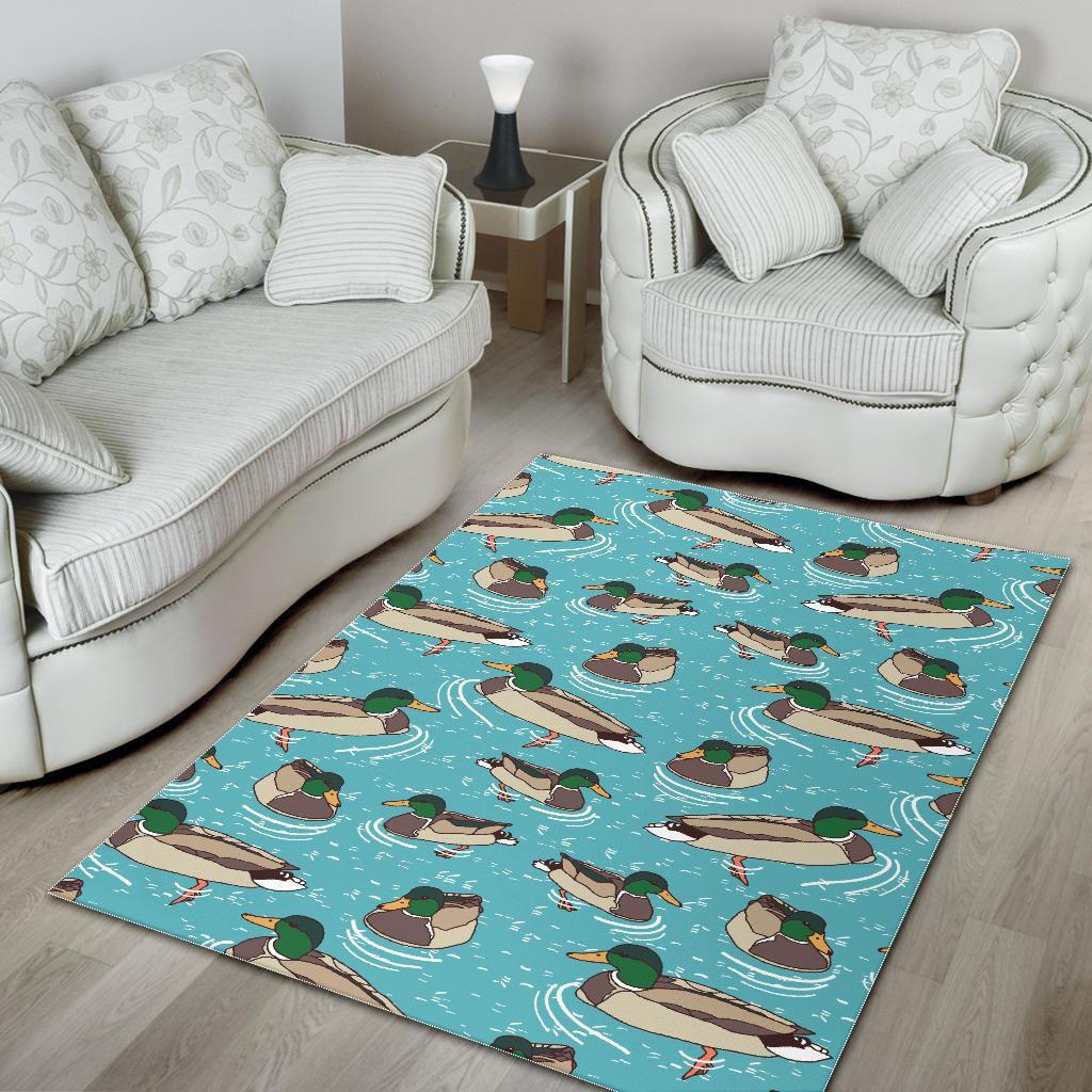 Mallard Duck Pattern Print Floor Mat-grizzshop