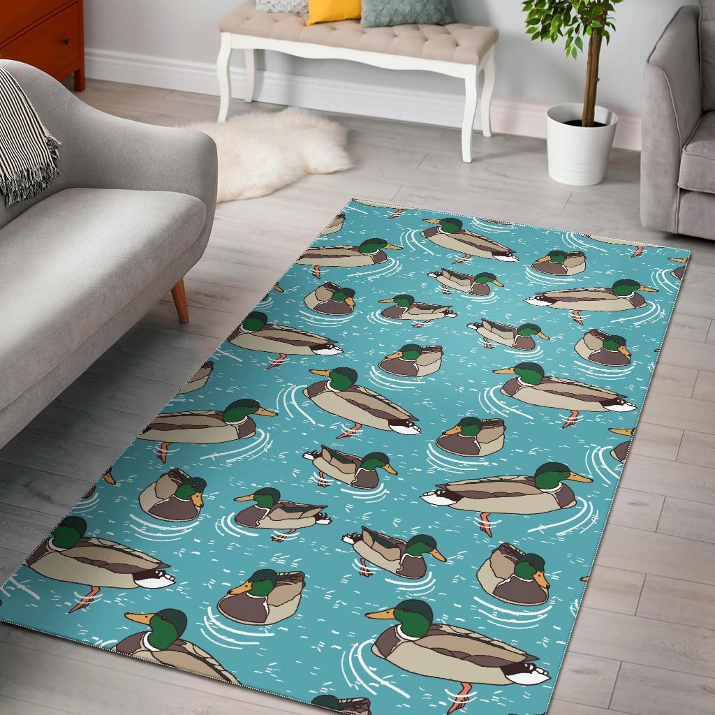 Mallard Duck Pattern Print Floor Mat-grizzshop