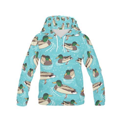 Mallard Duck Pattern Print Women Pullover Hoodie-grizzshop