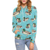 Mallard Duck Pattern Print Women Pullover Hoodie-grizzshop