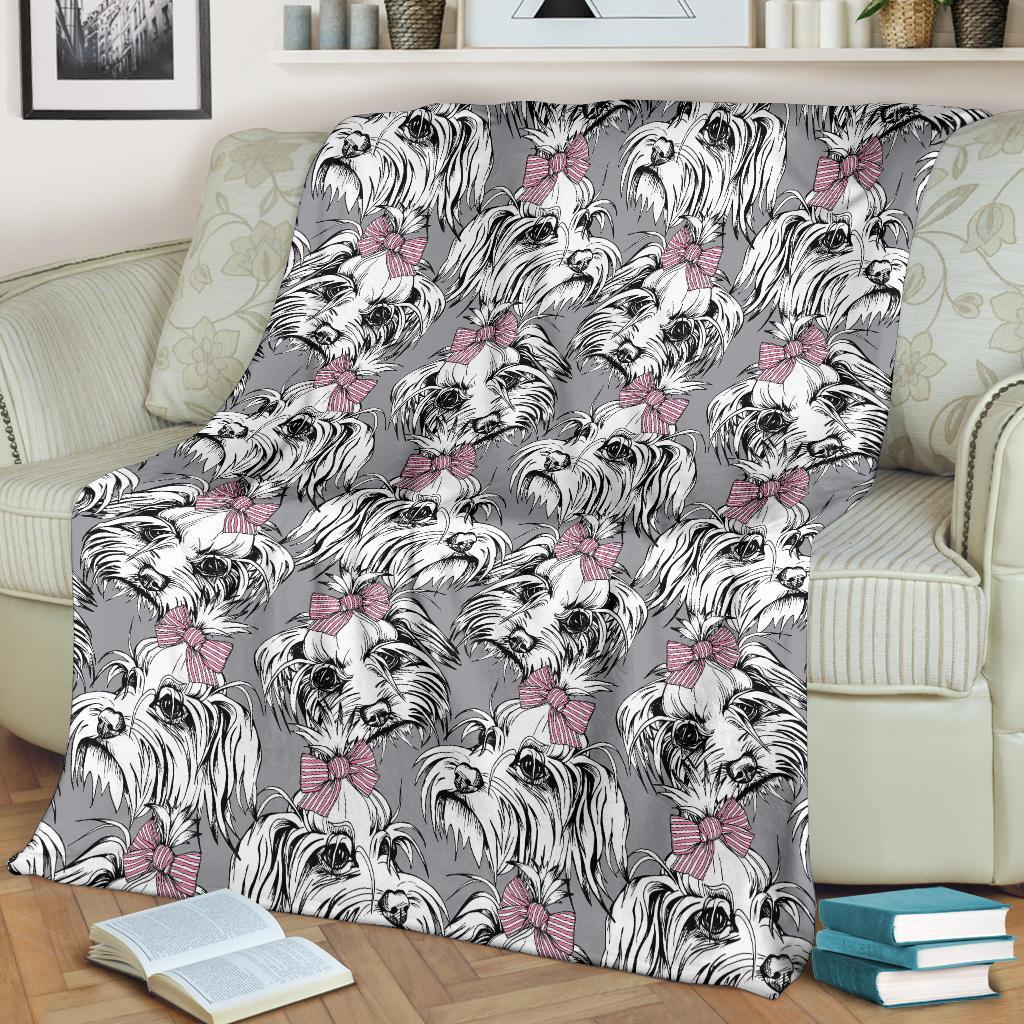 Maltese Puppy Dog Pattern Print Blanket-grizzshop