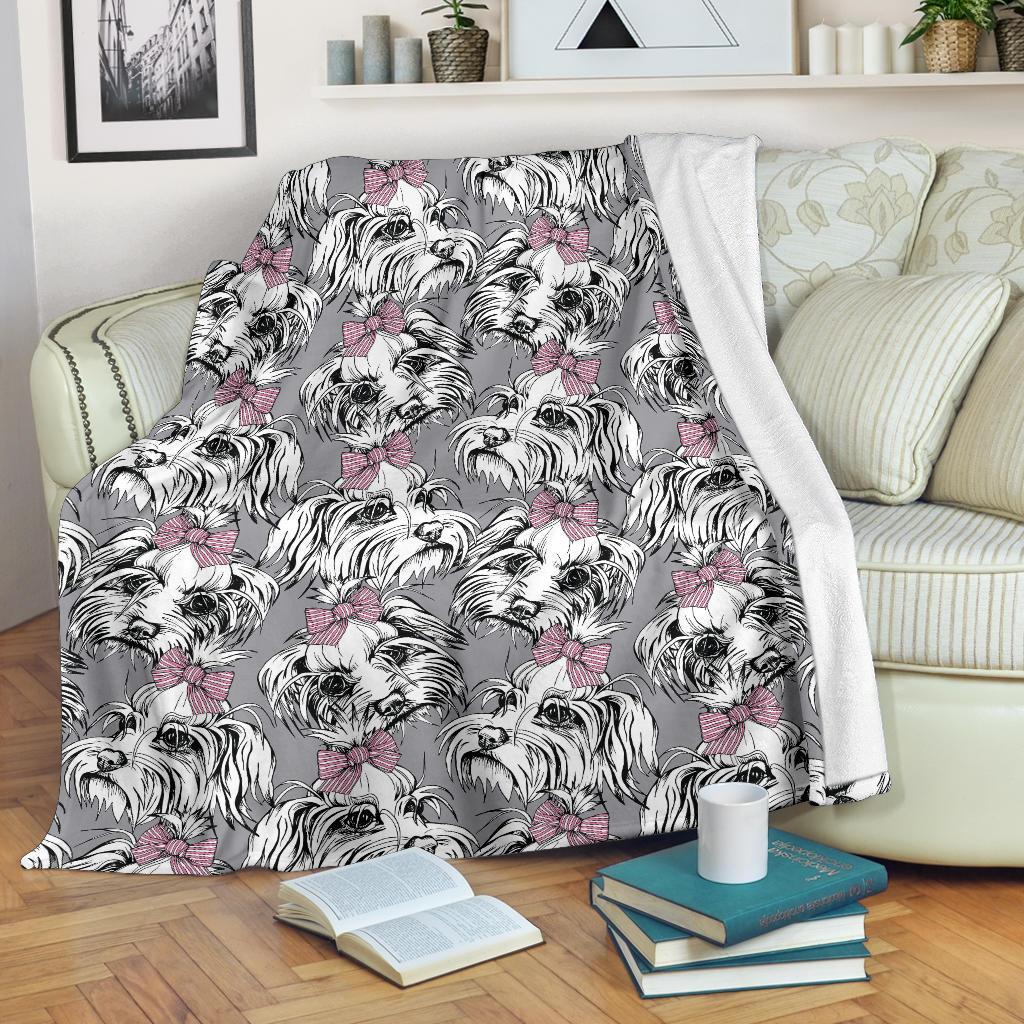 Maltese Puppy Dog Pattern Print Blanket-grizzshop