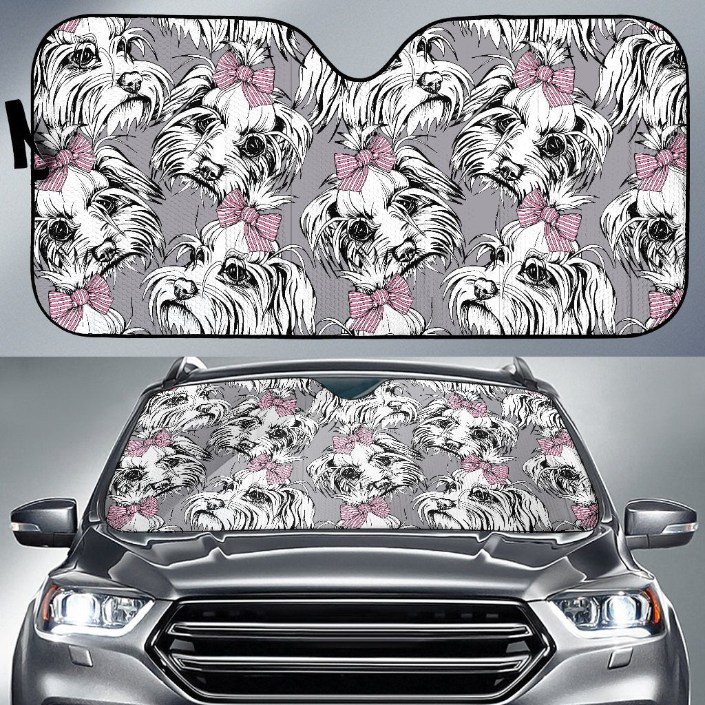 Maltese Puppy Dog Pattern Print Car Sun Shade-grizzshop