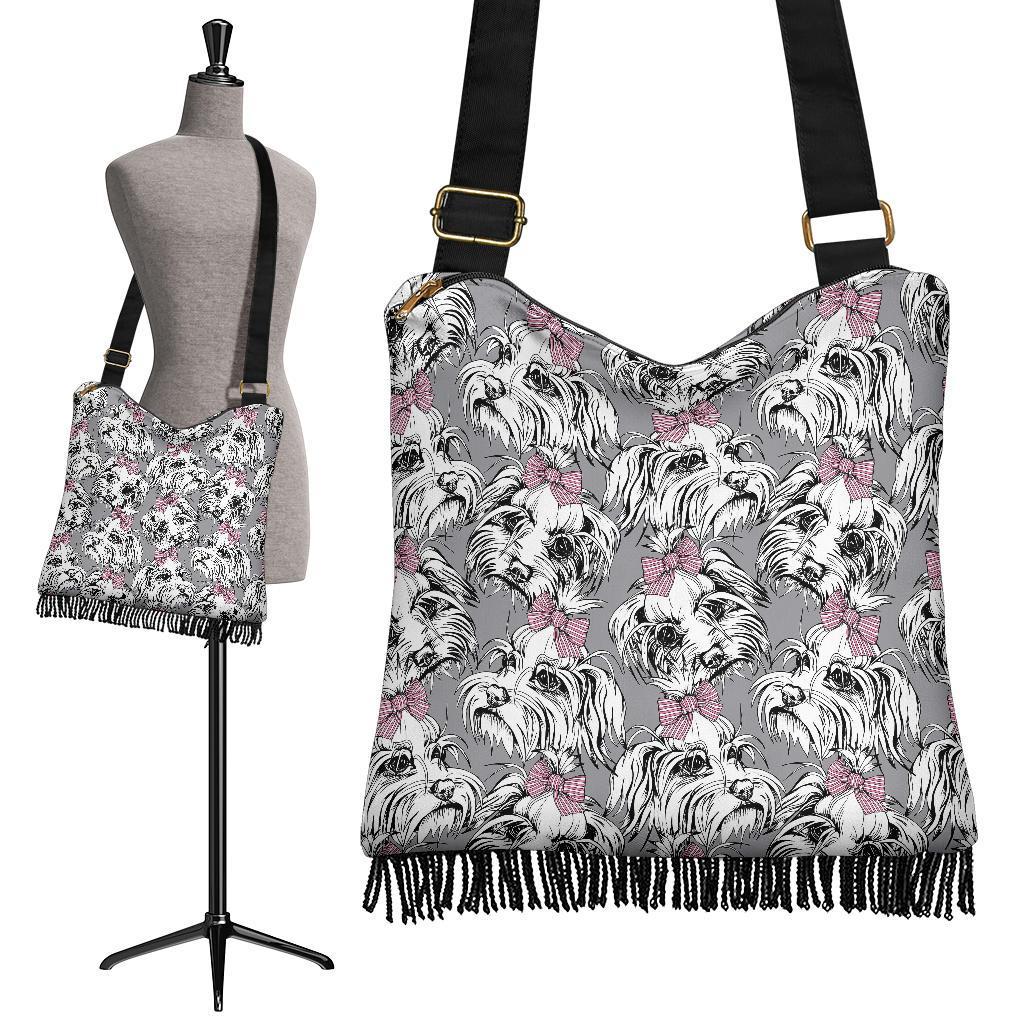 Maltese Puppy Dog Pattern Print Crossbody Bags-grizzshop