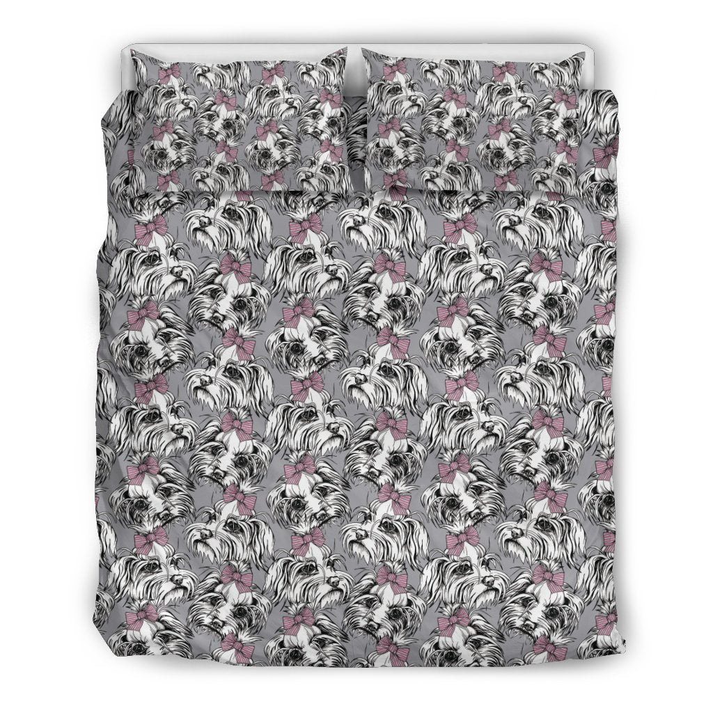 Maltese Puppy Dog Pattern Print Duvet Cover Bedding Set-grizzshop