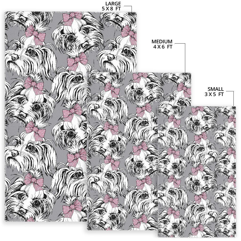 Maltese Puppy Dog Pattern Print Floor Mat-grizzshop