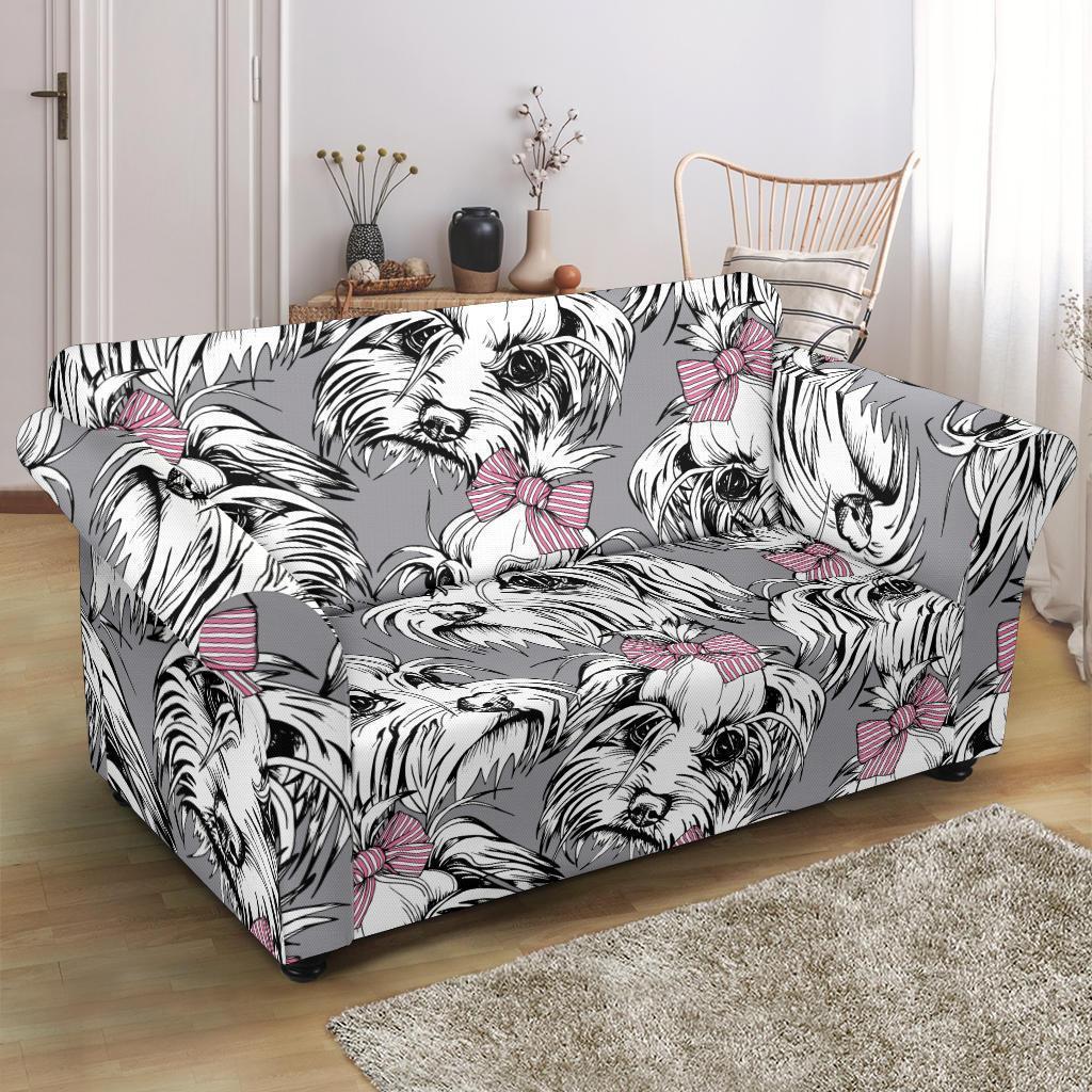 Maltese Puppy Dog Pattern Print Loveseat Cover-grizzshop