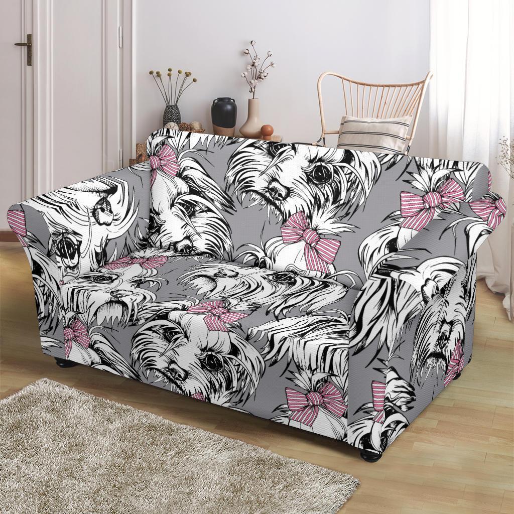 Maltese Puppy Dog Pattern Print Loveseat Cover-grizzshop