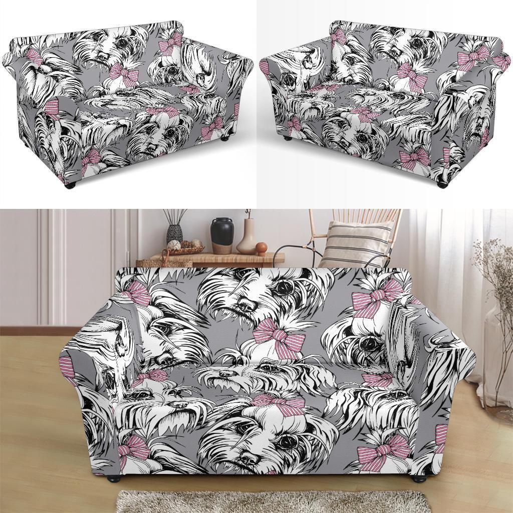 Maltese Puppy Dog Pattern Print Loveseat Cover-grizzshop