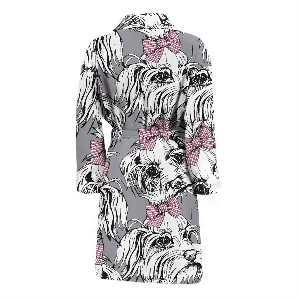 Maltese Puppy Dog Pattern Print Men Long Robe-grizzshop