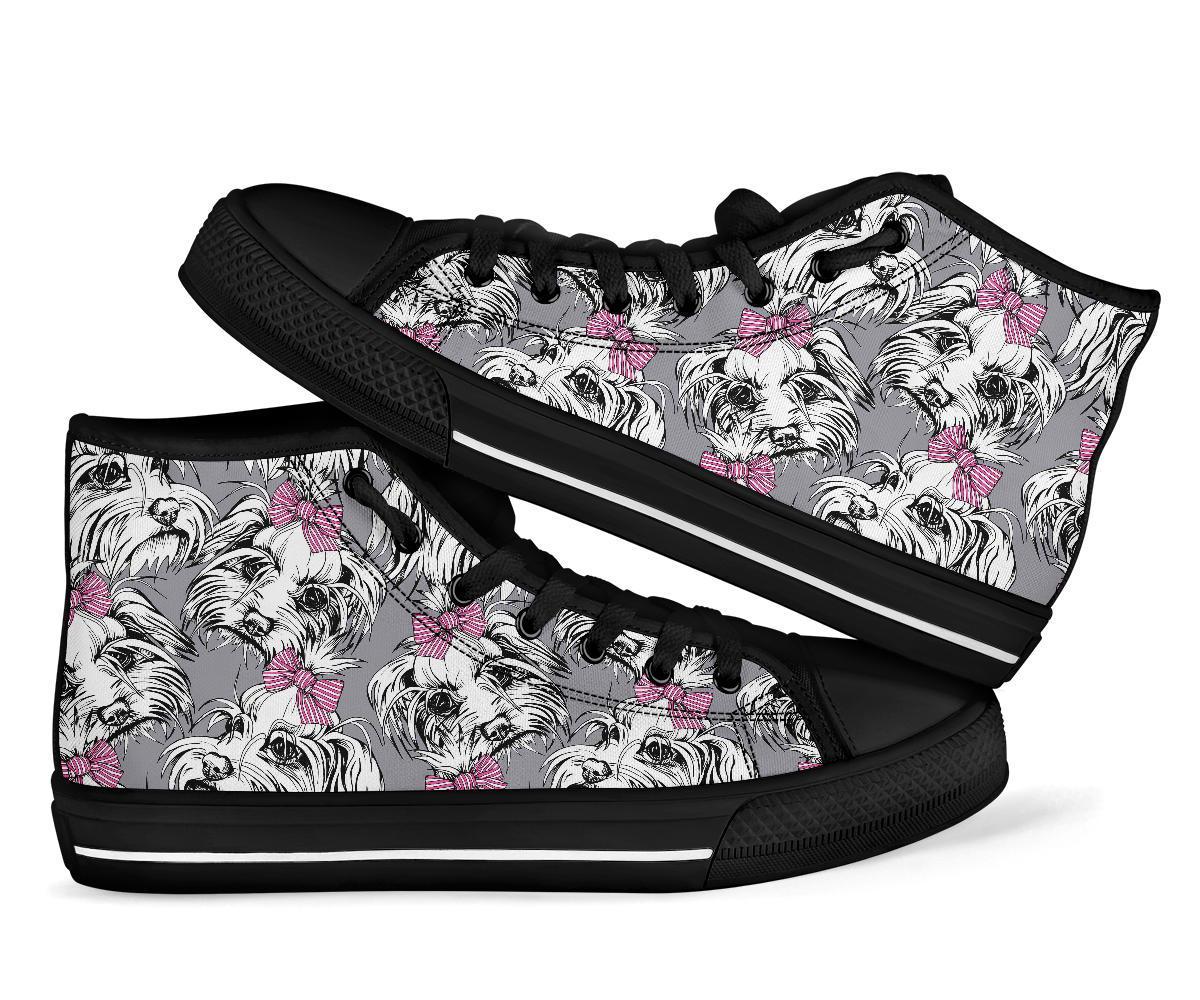 Maltese Puppy Dog Pattern Print Men Women's High Top Shoes-grizzshop