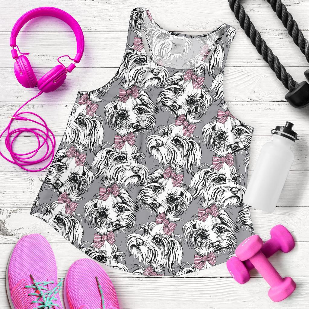 Maltese Puppy Dog Pattern Print Racerback Tank Tops-grizzshop