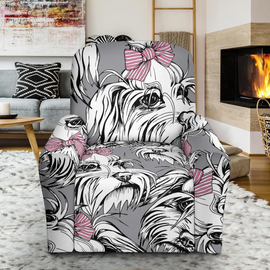 Maltese Puppy Dog Pattern Print Recliner Cover-grizzshop