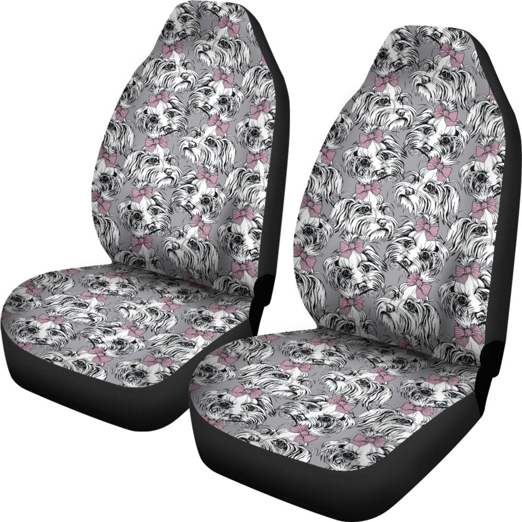 Maltese Puppy Dog Pattern Print Universal Fit Car Seat Cover-grizzshop