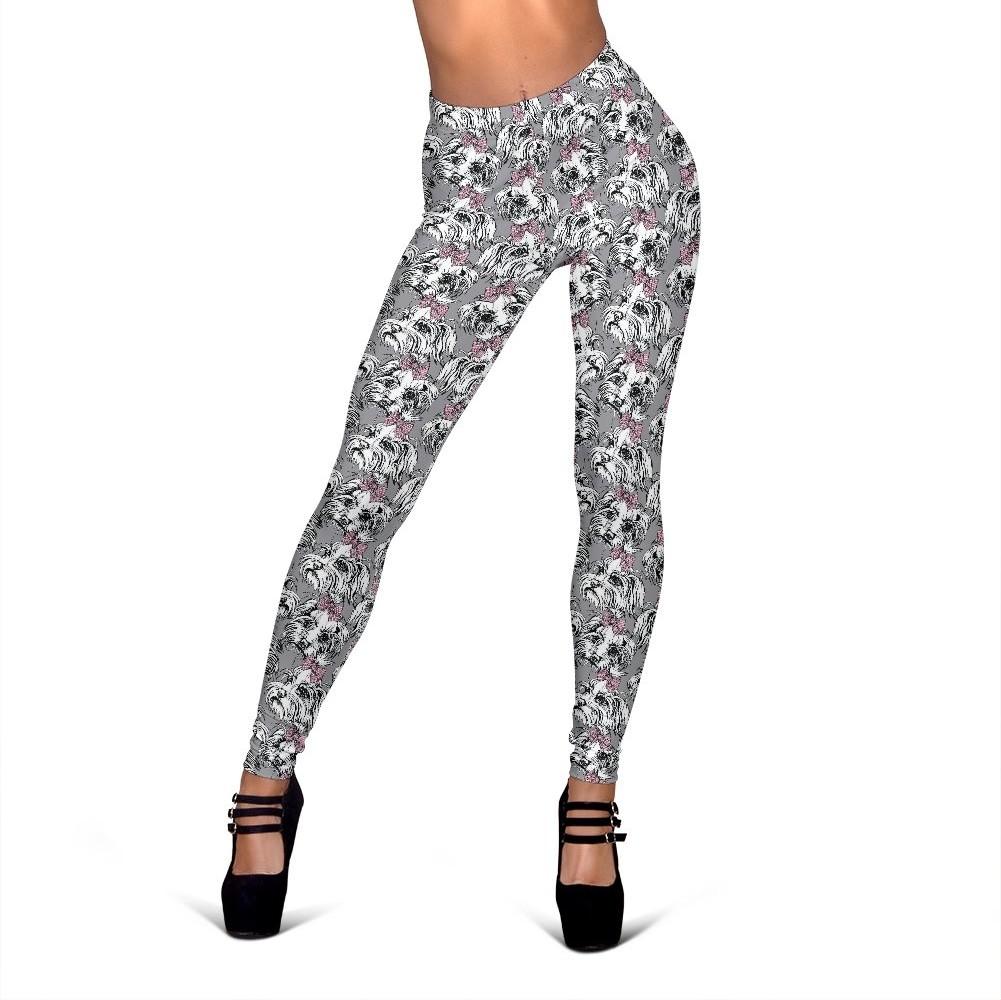 Maltese Puppy Dog Pattern Print Women Leggings-grizzshop