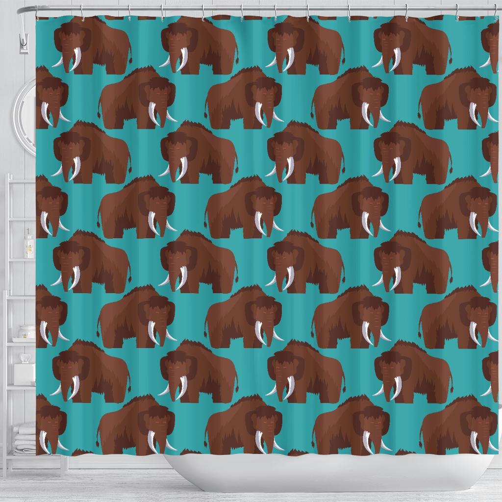 Mammoth Blue Pattern Print Bathroom Shower Curtain-grizzshop