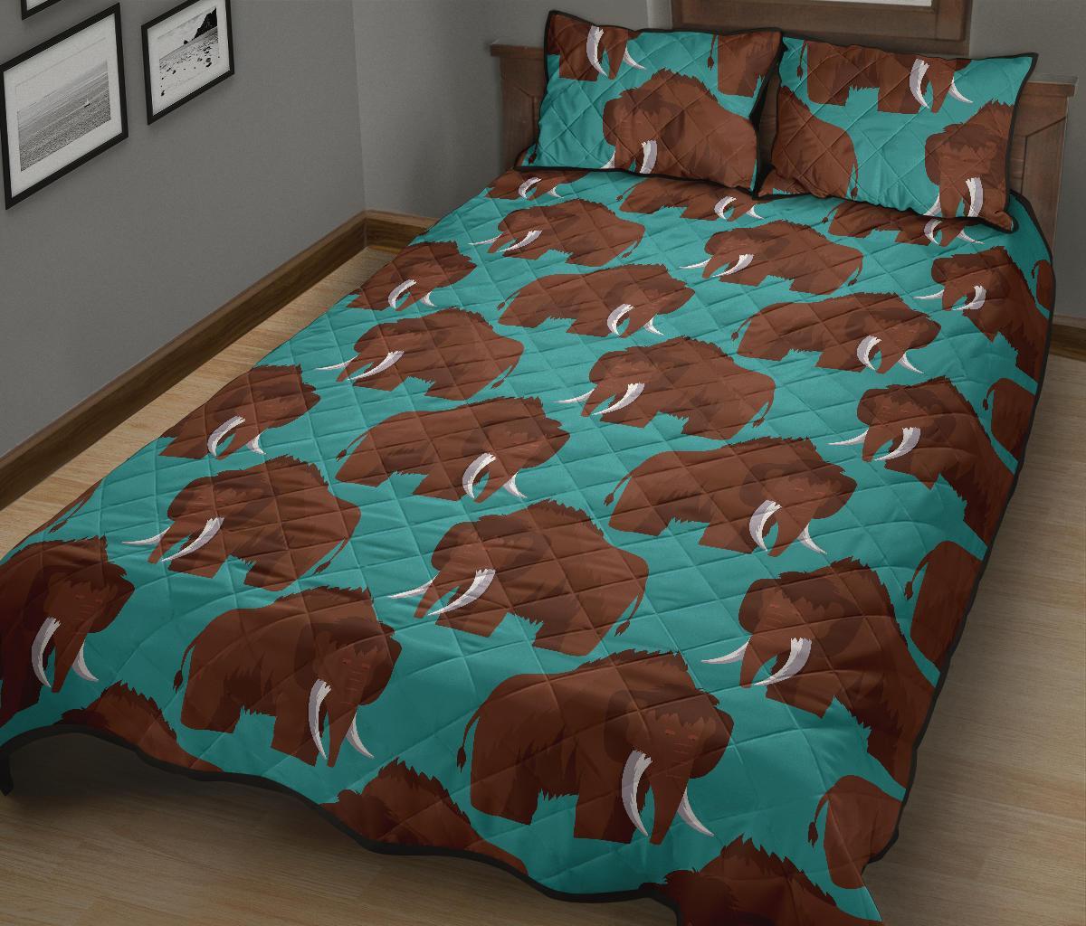 Mammoth Blue Pattern Print Bed Set Quilt-grizzshop
