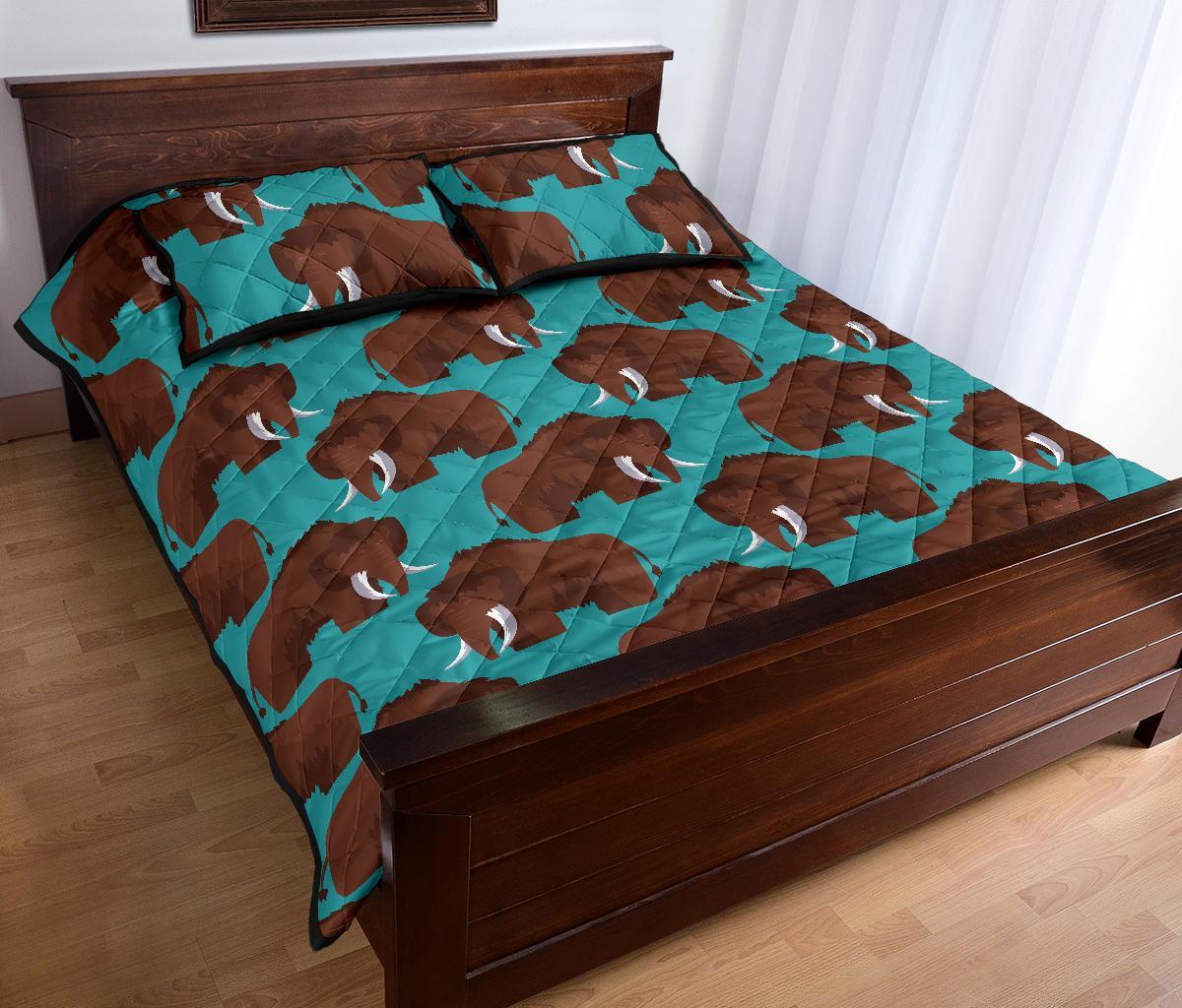 Mammoth Blue Pattern Print Bed Set Quilt-grizzshop