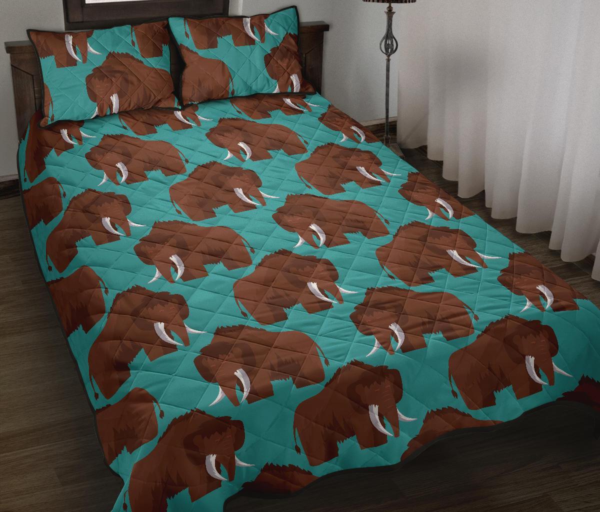 Mammoth Blue Pattern Print Bed Set Quilt-grizzshop