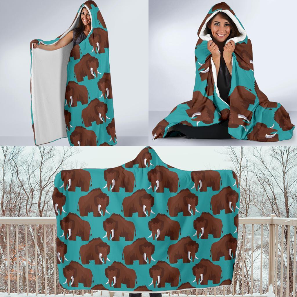 Mammoth Blue Pattern Print Hooded Blanket-grizzshop