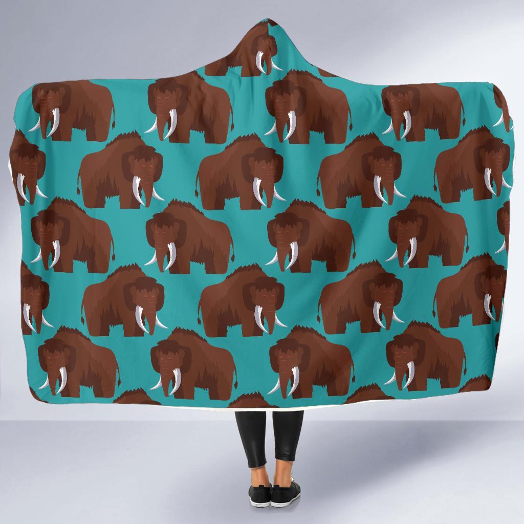 Mammoth Blue Pattern Print Hooded Blanket-grizzshop