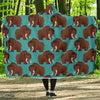 Mammoth Blue Pattern Print Hooded Blanket-grizzshop