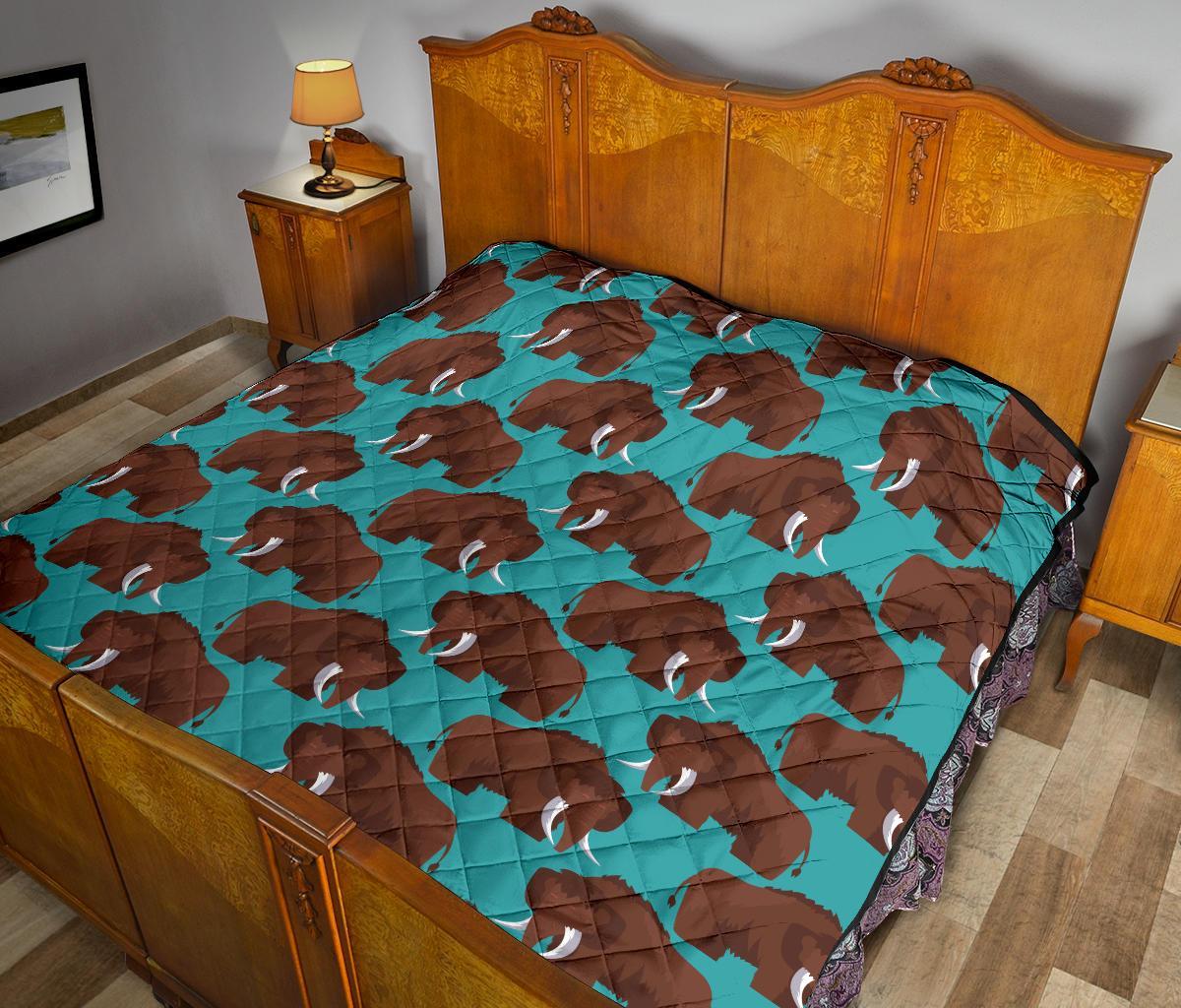 Mammoth Blue Pattern Print Quilt-grizzshop