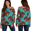 Load image into Gallery viewer, Mammoth Blue Pattern Print Women Off Shoulder Sweatshirt-grizzshop