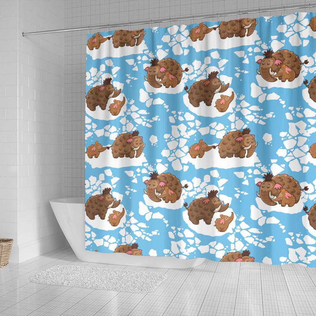 Mammoth Ice Age Pattern Print Bathroom Shower Curtain-grizzshop