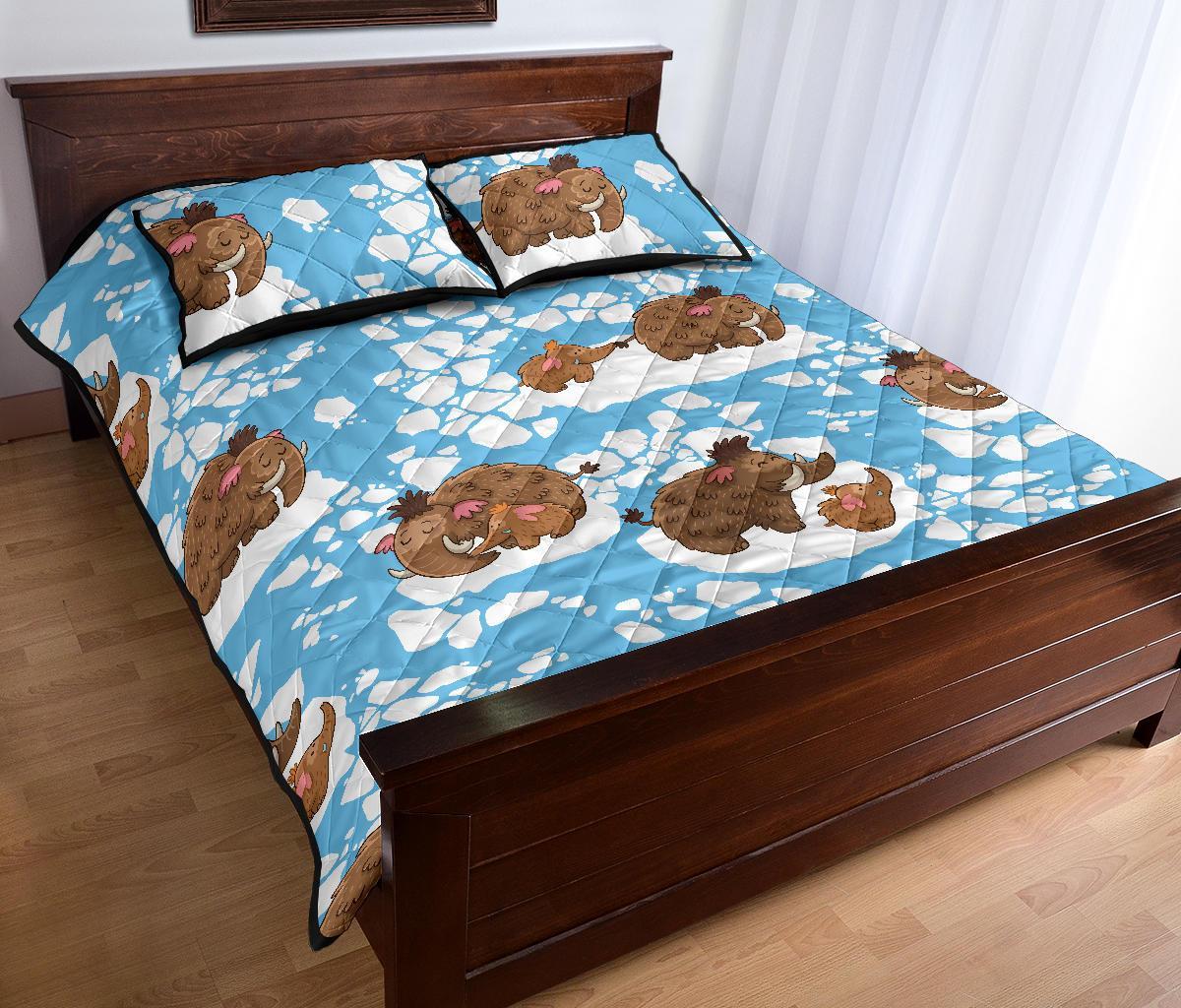 Mammoth Ice Age Pattern Print Bed Set Quilt-grizzshop