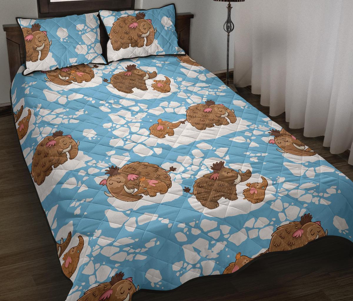 Mammoth Ice Age Pattern Print Bed Set Quilt-grizzshop