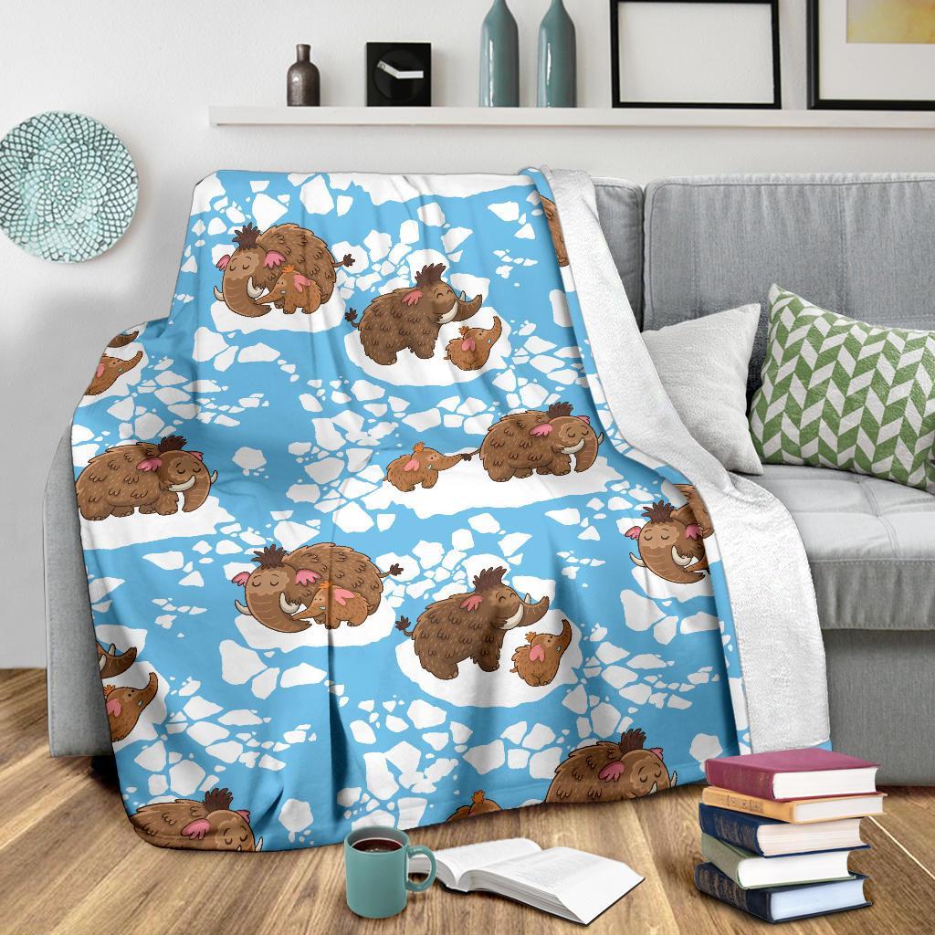 Mammoth Ice Age Pattern Print Blanket-grizzshop