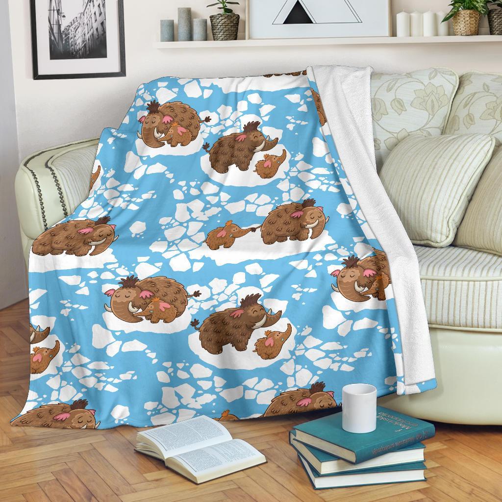 Mammoth Ice Age Pattern Print Blanket-grizzshop