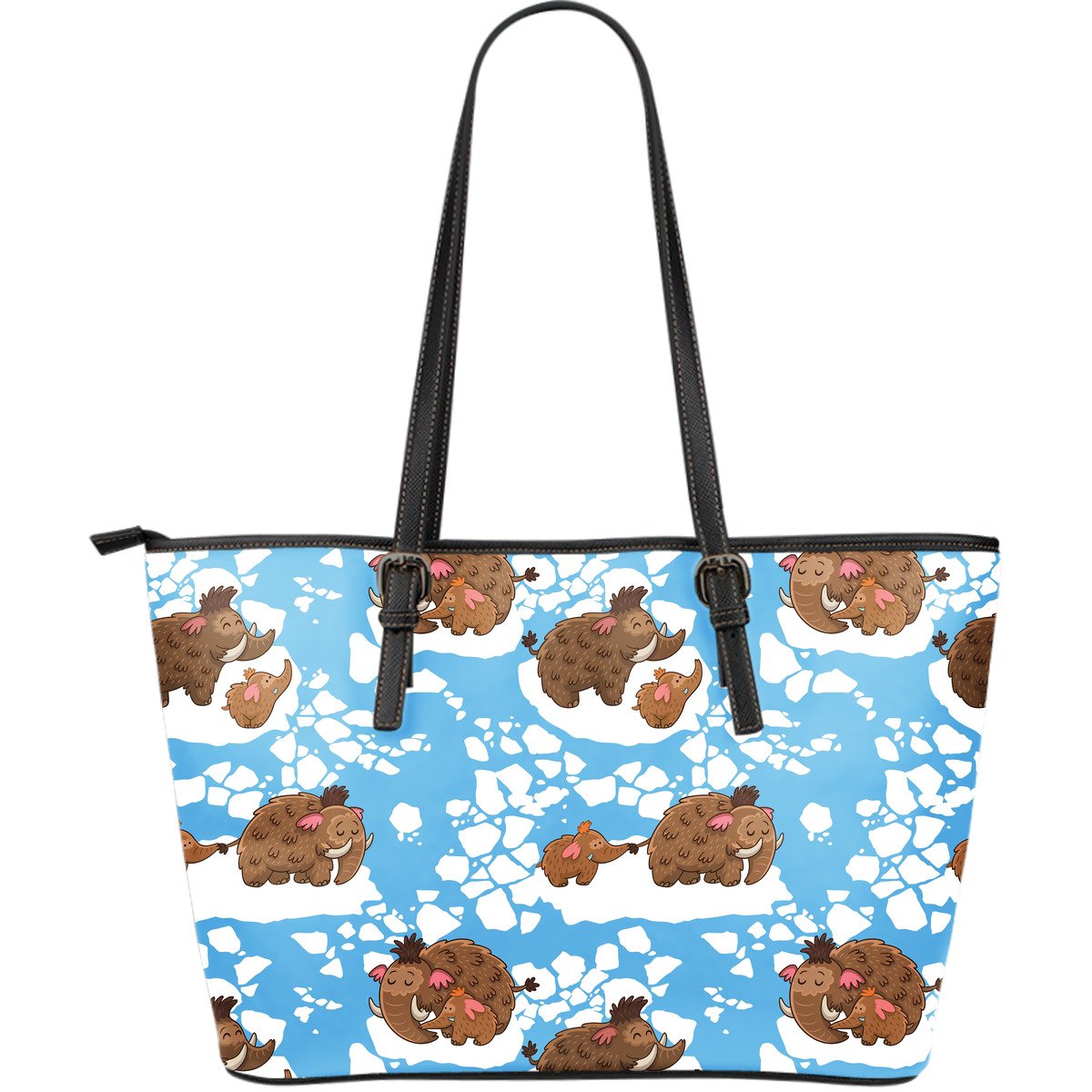 Mammoth Ice Age Pattern Print Leather Tote Bag-grizzshop