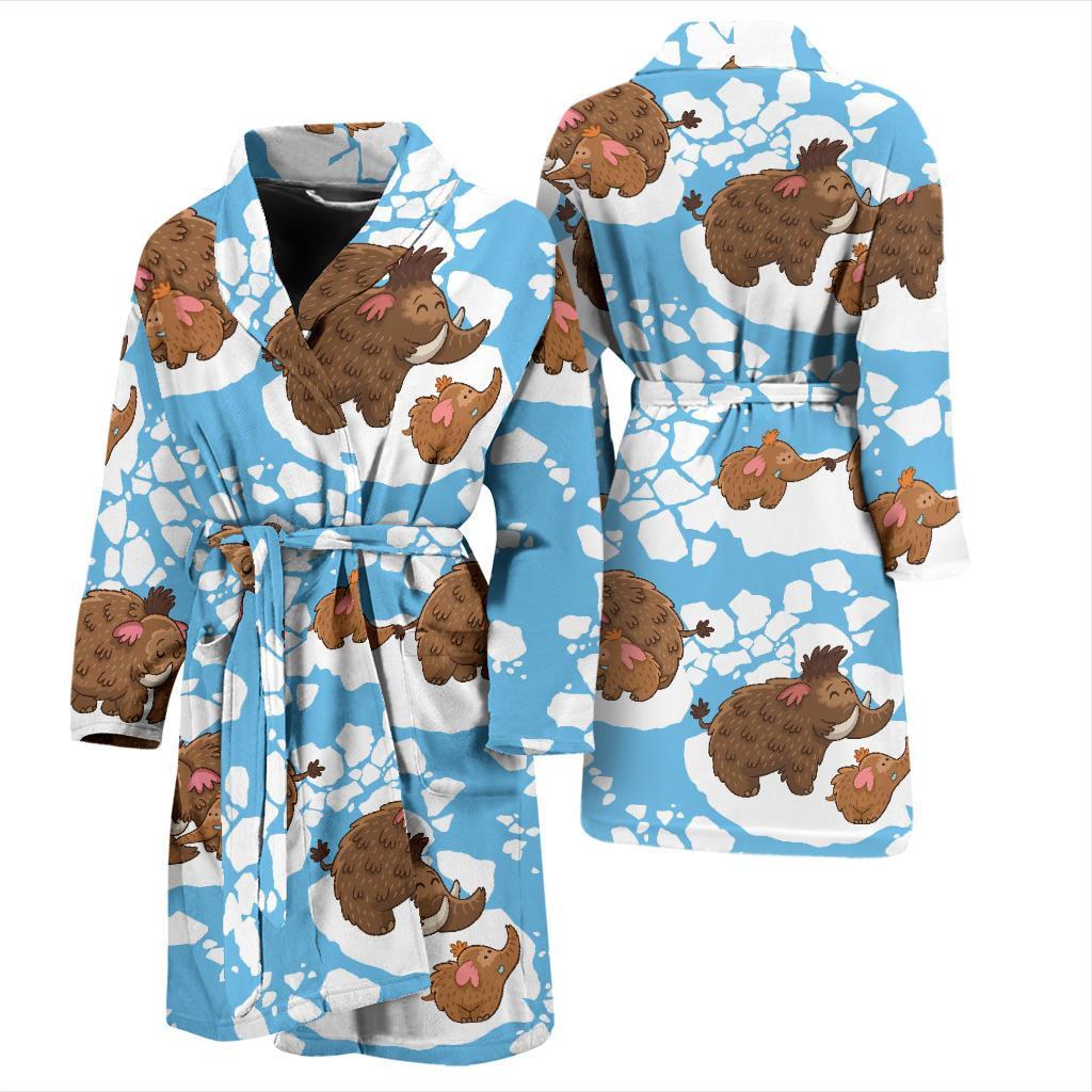 Mammoth Ice Age Pattern Print Men Long Robe-grizzshop