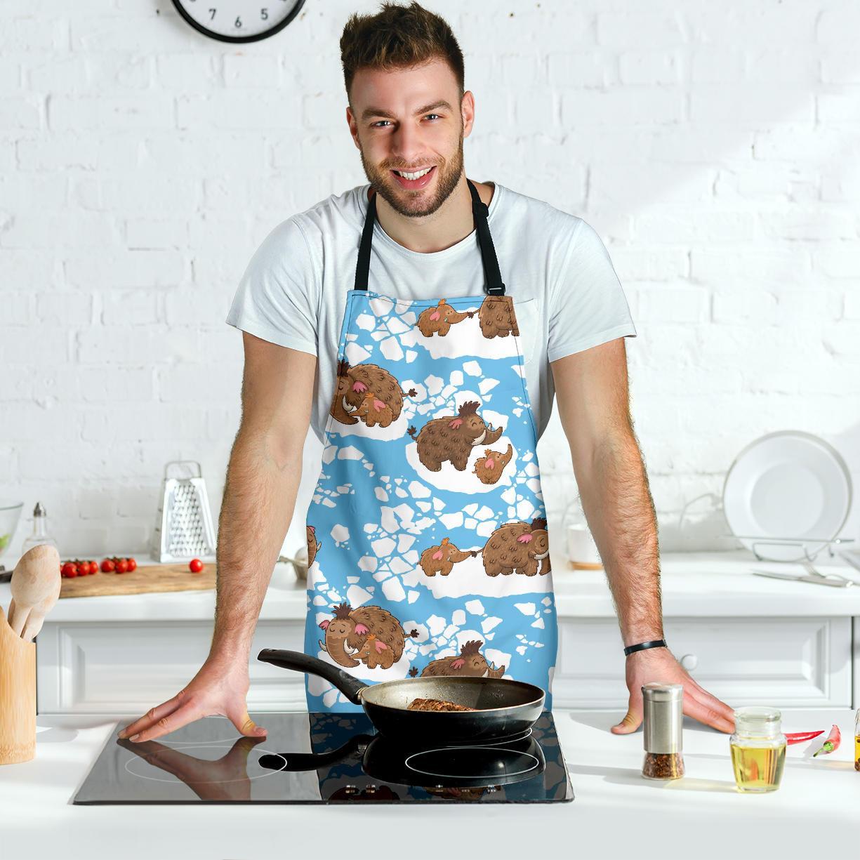 Mammoth Ice Age Pattern Print Men's Apron-grizzshop