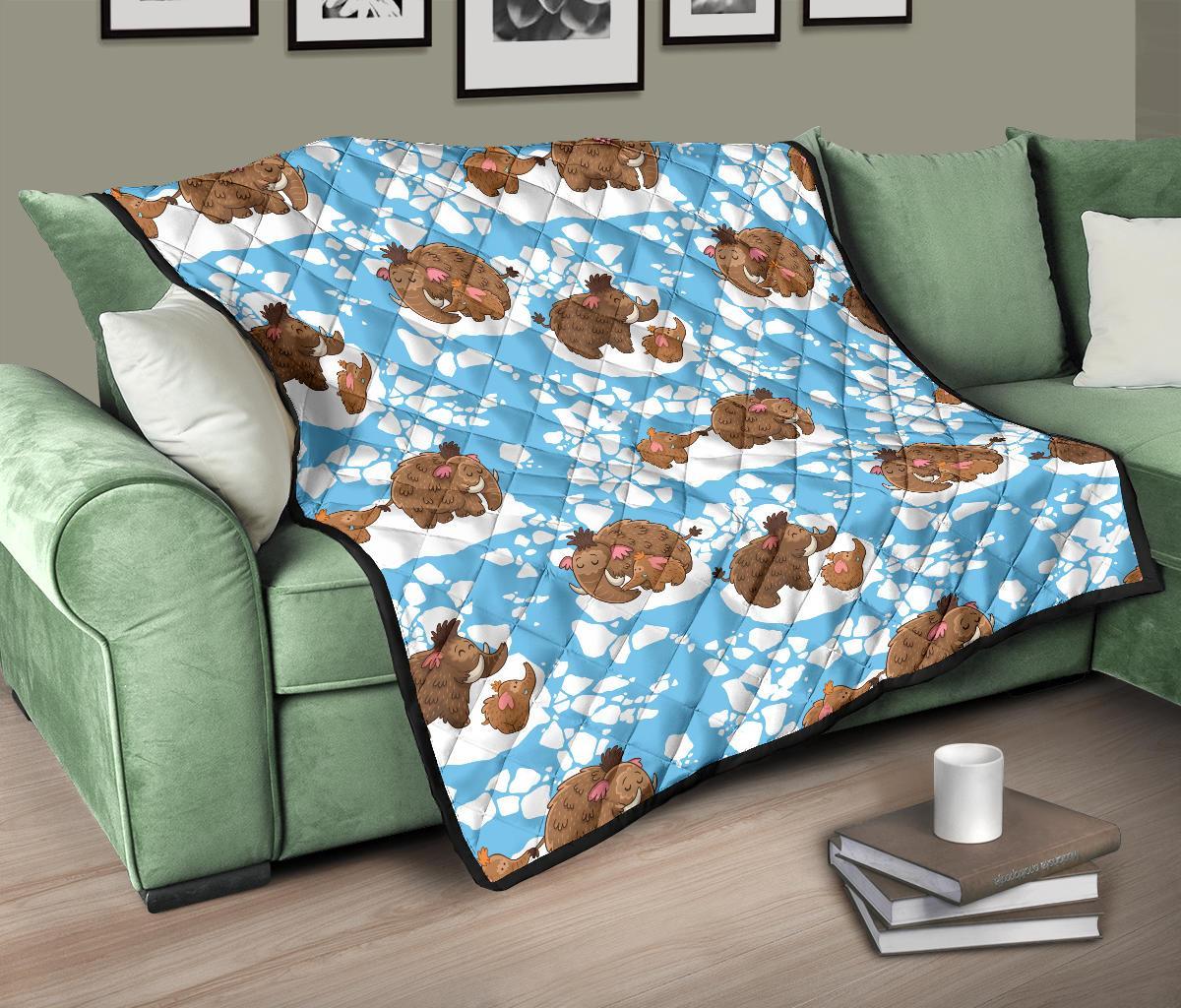 Mammoth Ice Age Pattern Print Quilt-grizzshop