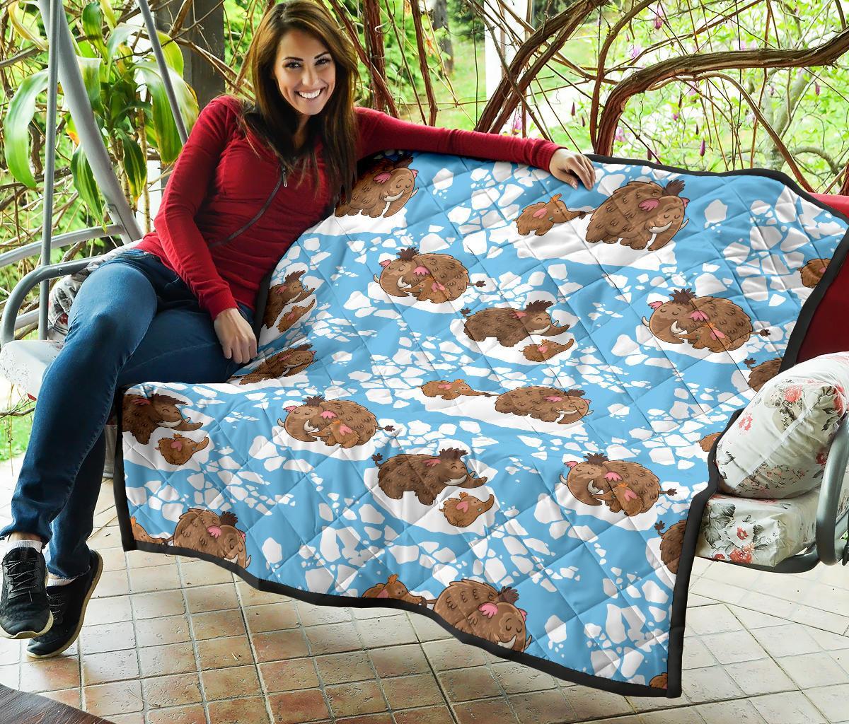Mammoth Ice Age Pattern Print Quilt-grizzshop