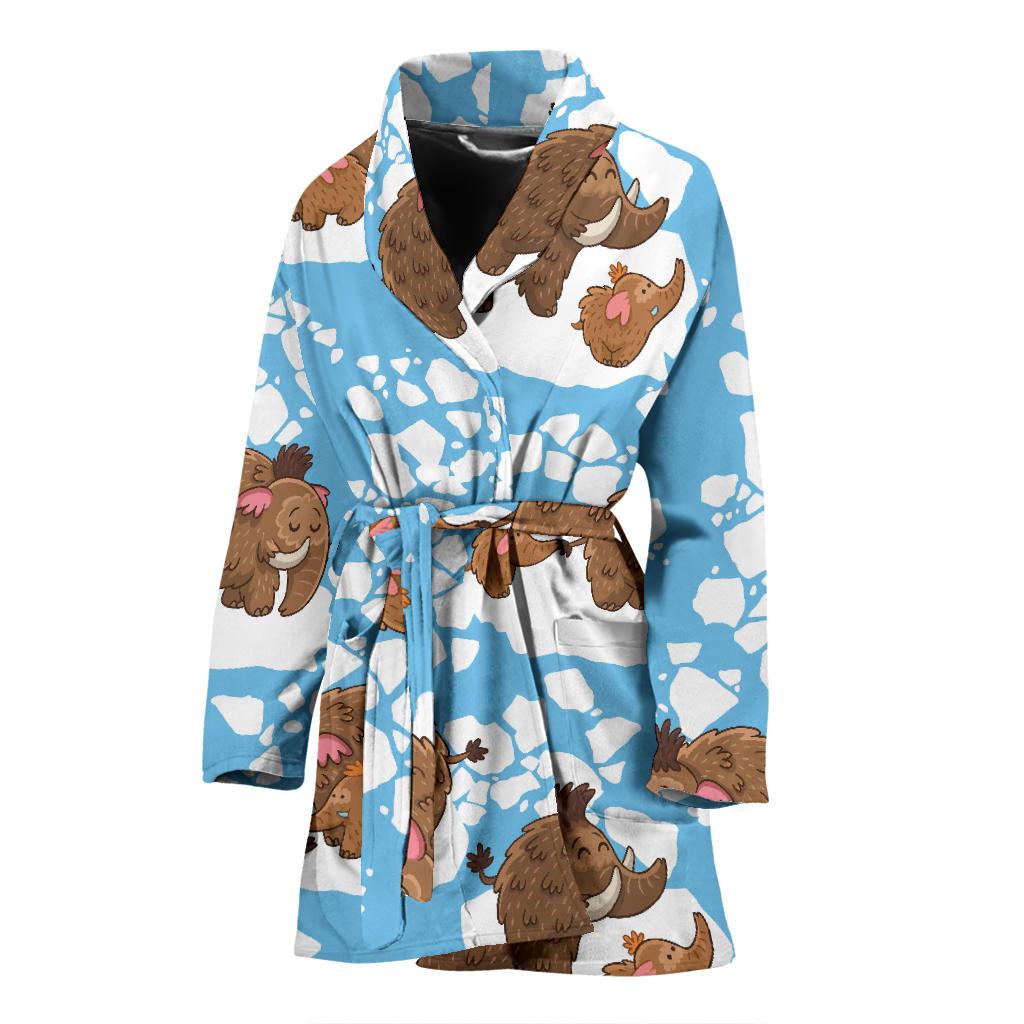 Mammoth Ice Age Pattern Print Women Long Robe-grizzshop