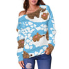 Mammoth Ice Age Pattern Print Women Off Shoulder Sweatshirt-grizzshop