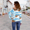 Mammoth Ice Age Pattern Print Women Off Shoulder Sweatshirt-grizzshop