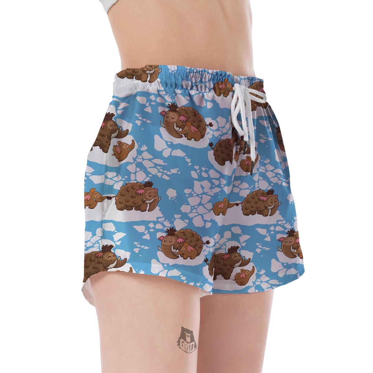 Mammoth Ice Age Pattern Print Women's Shorts-grizzshop