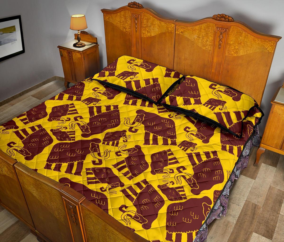 Mammoth Pattern Print Bed Set Quilt-grizzshop