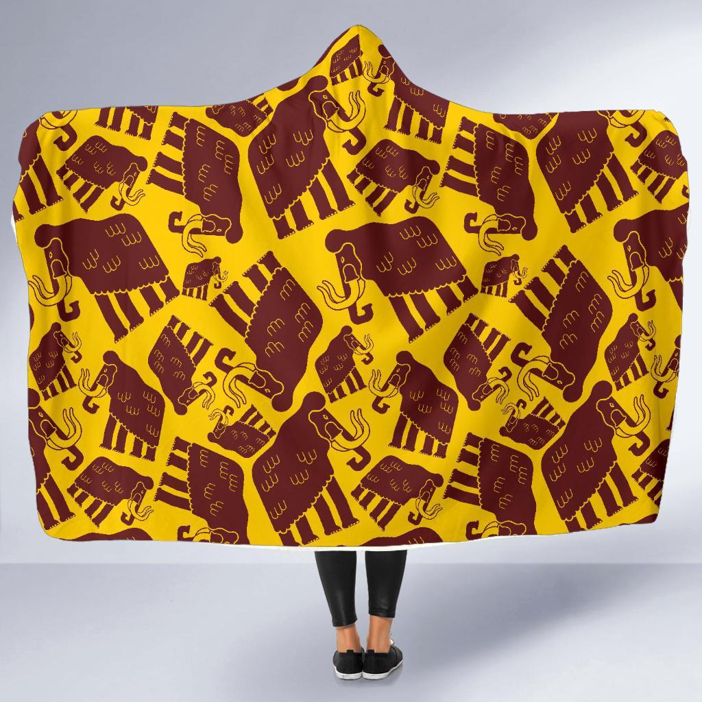 Mammoth Pattern Print Hooded Blanket-grizzshop