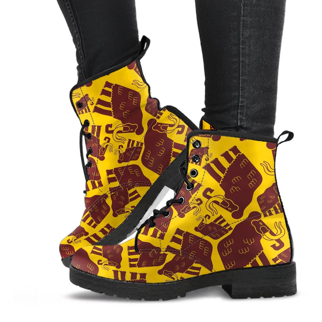 Mammoth Pattern Print Men Women Leather Boots-grizzshop